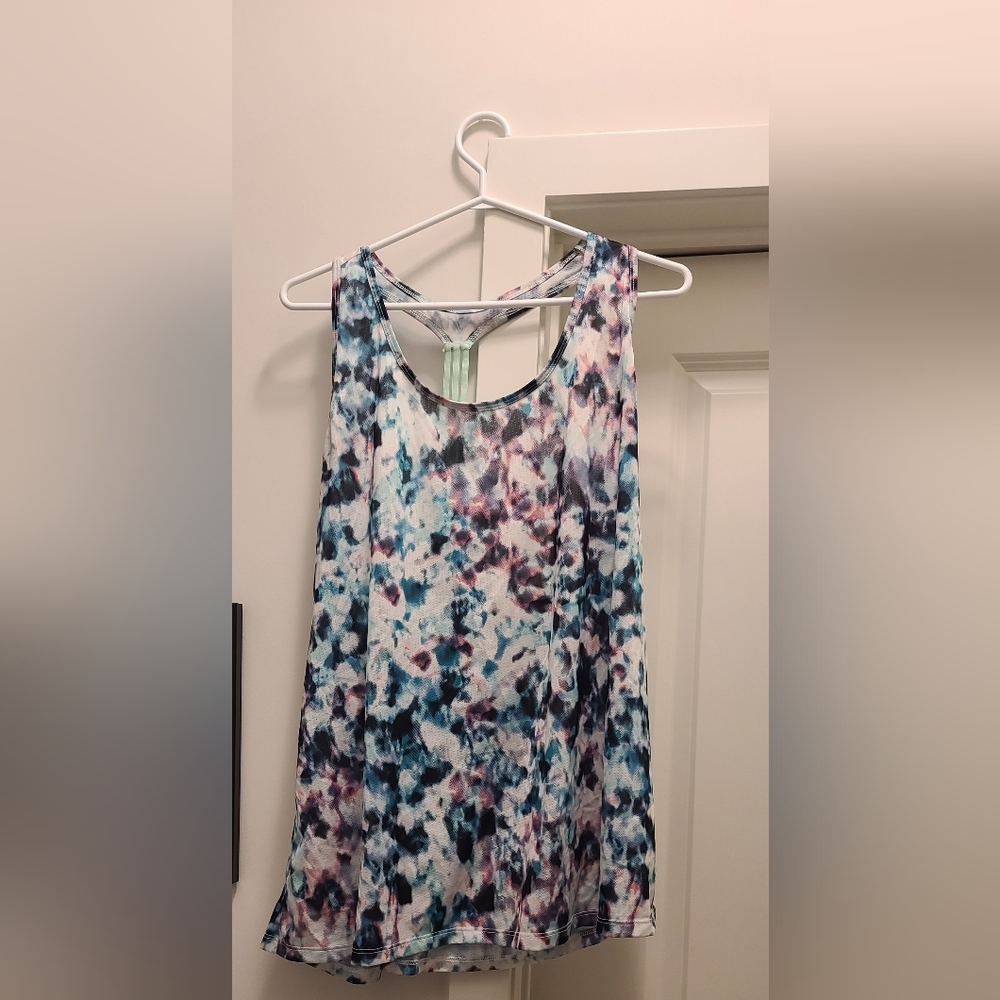 Old Navy Go Dry Artistic Blue and Pink Tank Top